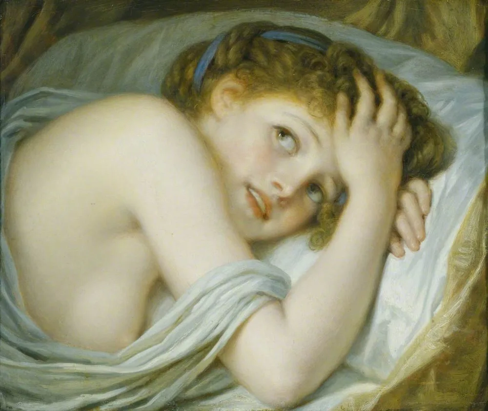 A Girl lying in Bed, Jean-Baptiste Greuze