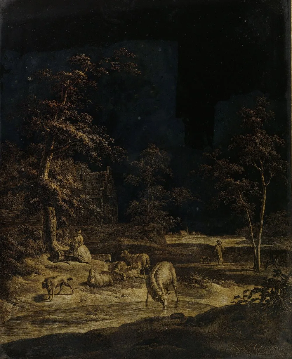 Shepherdess with Sheep, Leendert Overbeek