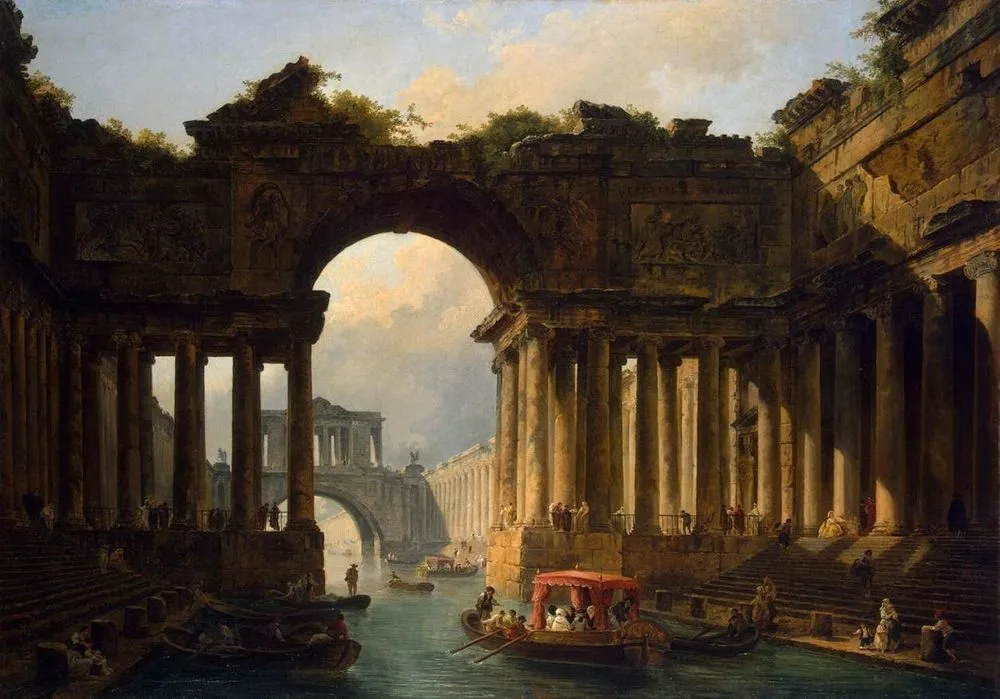 Architectural Landscape with a Canal, Hubert Robert