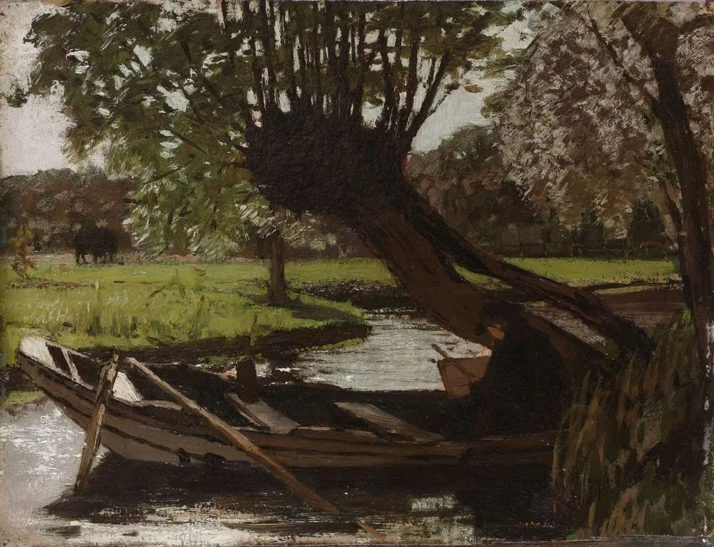 Boat with a Pollard Willow, Matthijs Maris