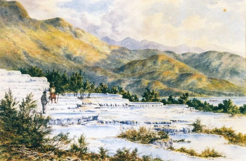 The lower basin of the White Terrace Rotomahana, Charles Decimus Barraud