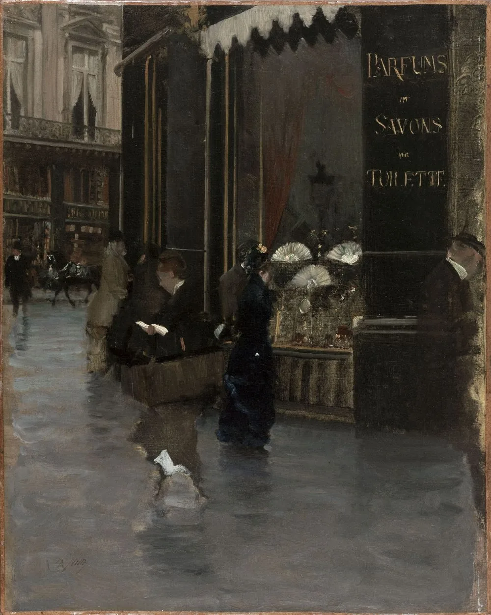 The Violet perfumery, at the corner of Boulevard des Capucines and Rue Scribe in Paris, Giuseppe De Nittis