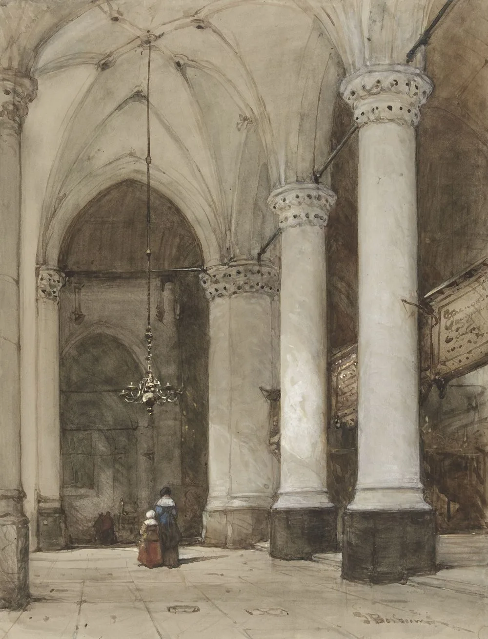 Southern aisle of the Great Church at The Hague, Johannes Bosboom