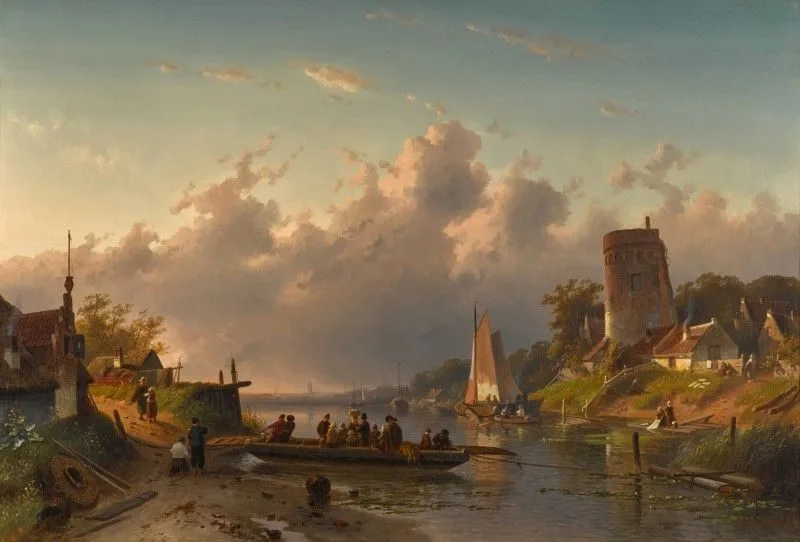 Evening at the Riverbank, Charles Leickert