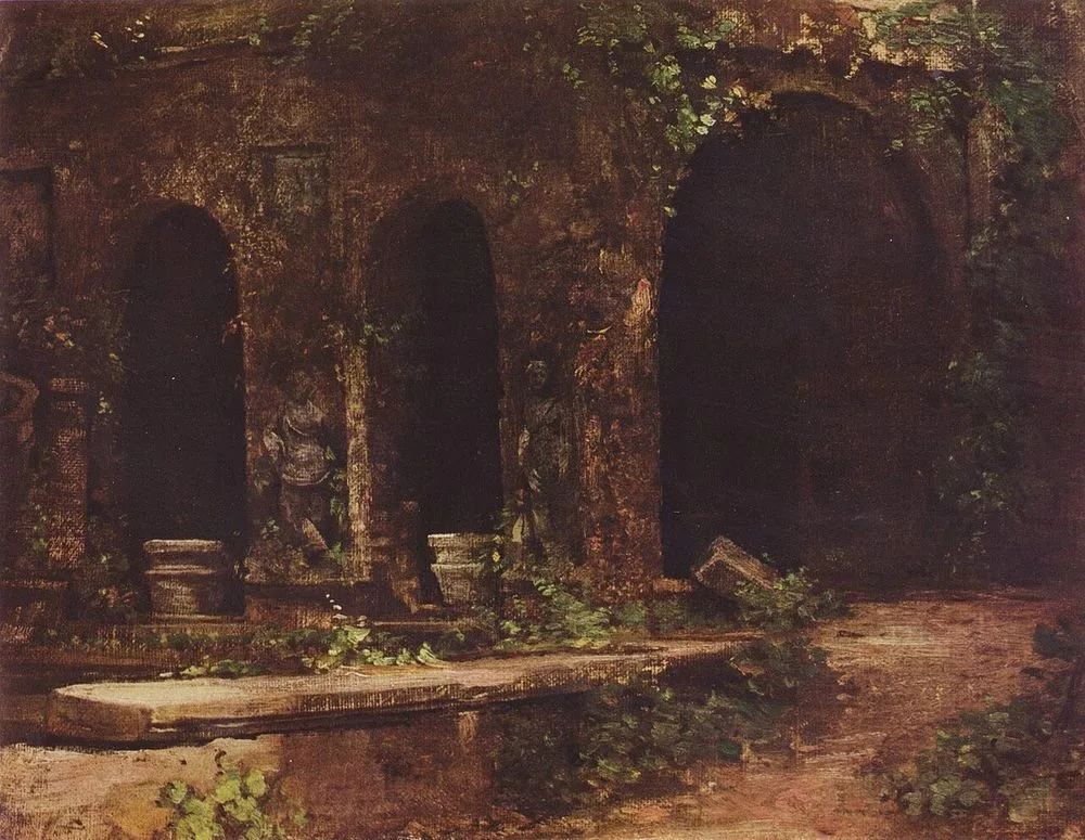 Grotte im Park der Villa d’Este, Carl Blechen