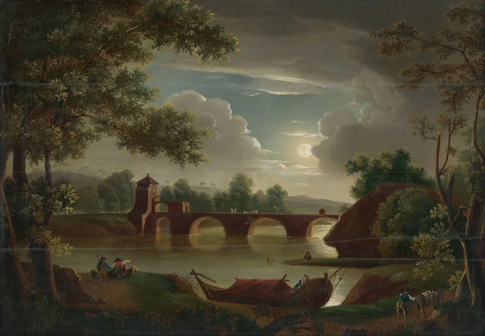 Landschaft mit Brücke im Mondlicht, Michael Wutky