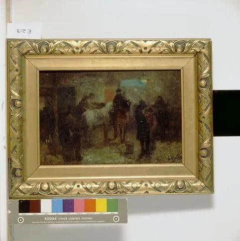 Interieur van een paardenstal, Adriaan la Rivière