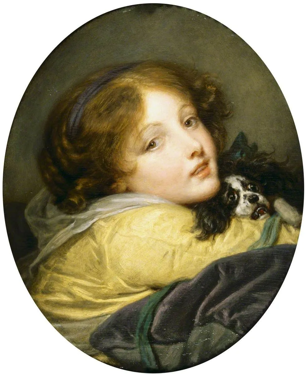 A Girl holding a Spaniel, Jean-Baptiste Greuze