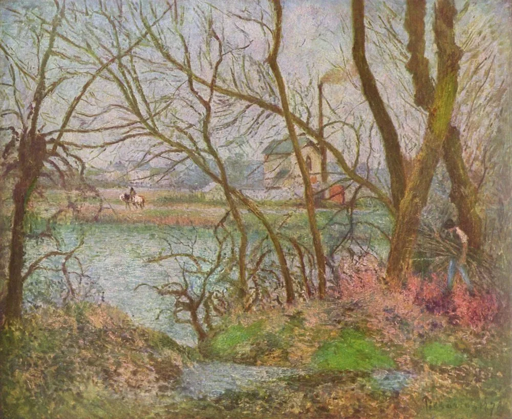 Banksof the Oise, near Pontoise, Winter, Camille Pissarro