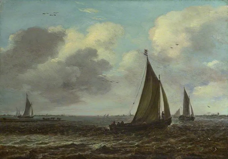 Sailing Vessels on a River in a Breeze, Jan van Goyen