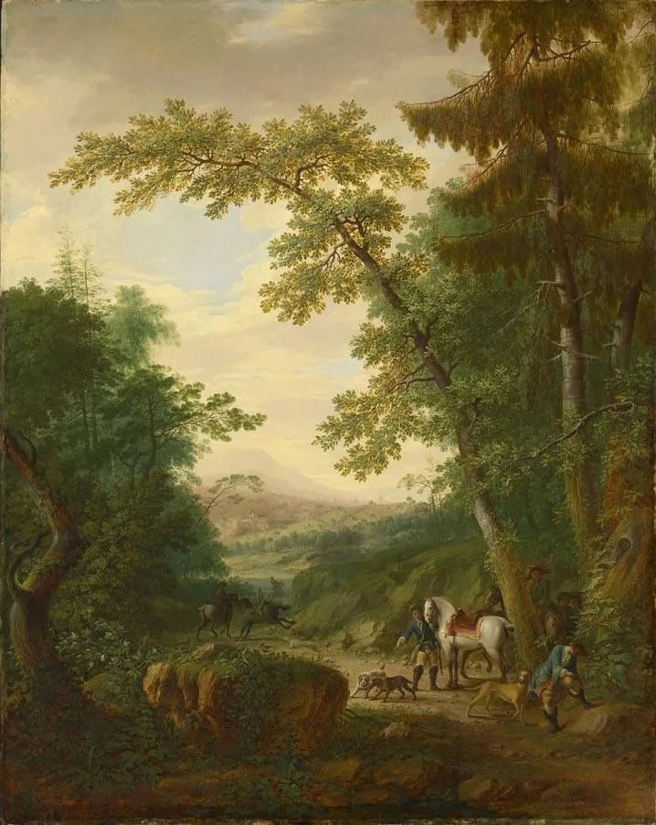 Landschaft mit Jagdgesellschaft, Philipp Hieronymus Brinckmann