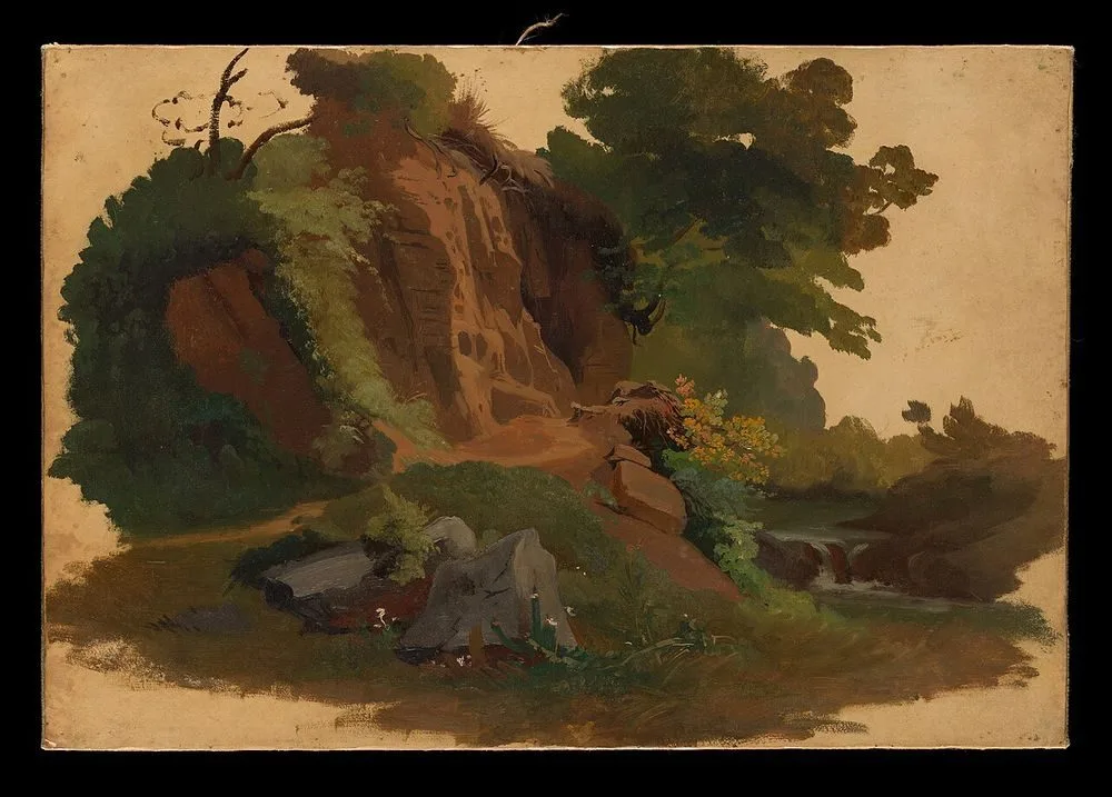 Rocky Outcrop by a Stream in the Roman Campagna, Johann Jakob Frey the Elder
