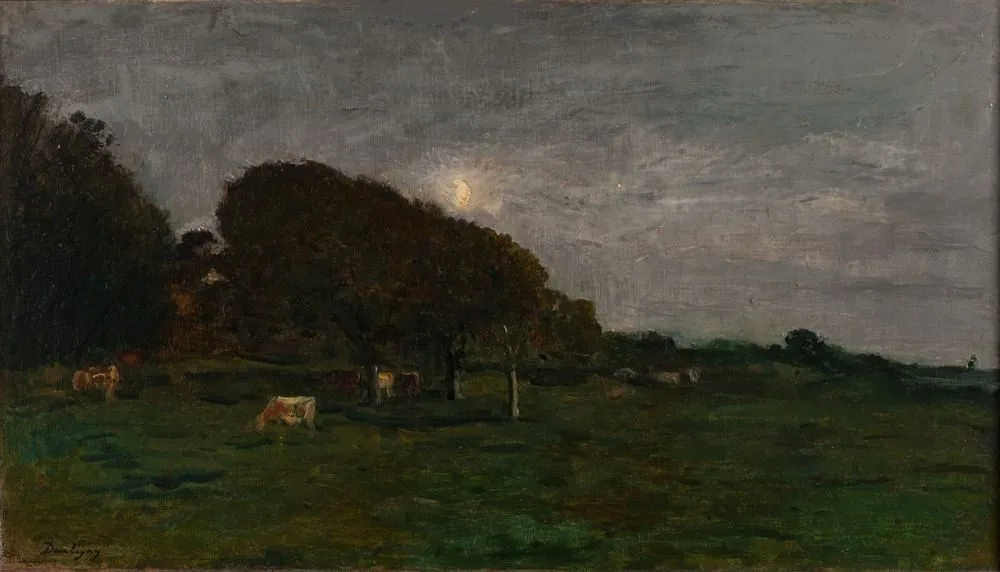 Landscape with cows by moonlight, Charles-François Daubigny