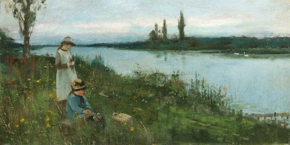 On the Banks of the Ouse, Buckinghamshire, William Stokes Hulton