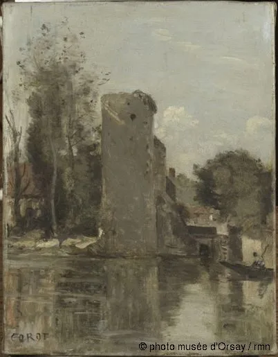 Tower at the water’s edge, Jean-Baptiste Camille Corot