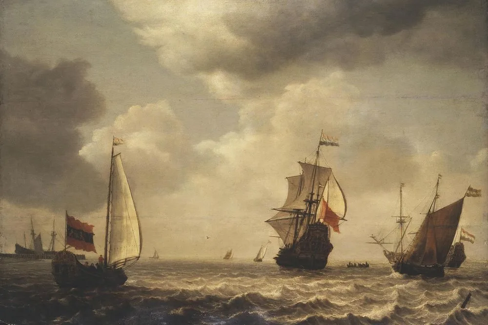 Stormy Sea with Sailing Ships, Simon de Vlieger