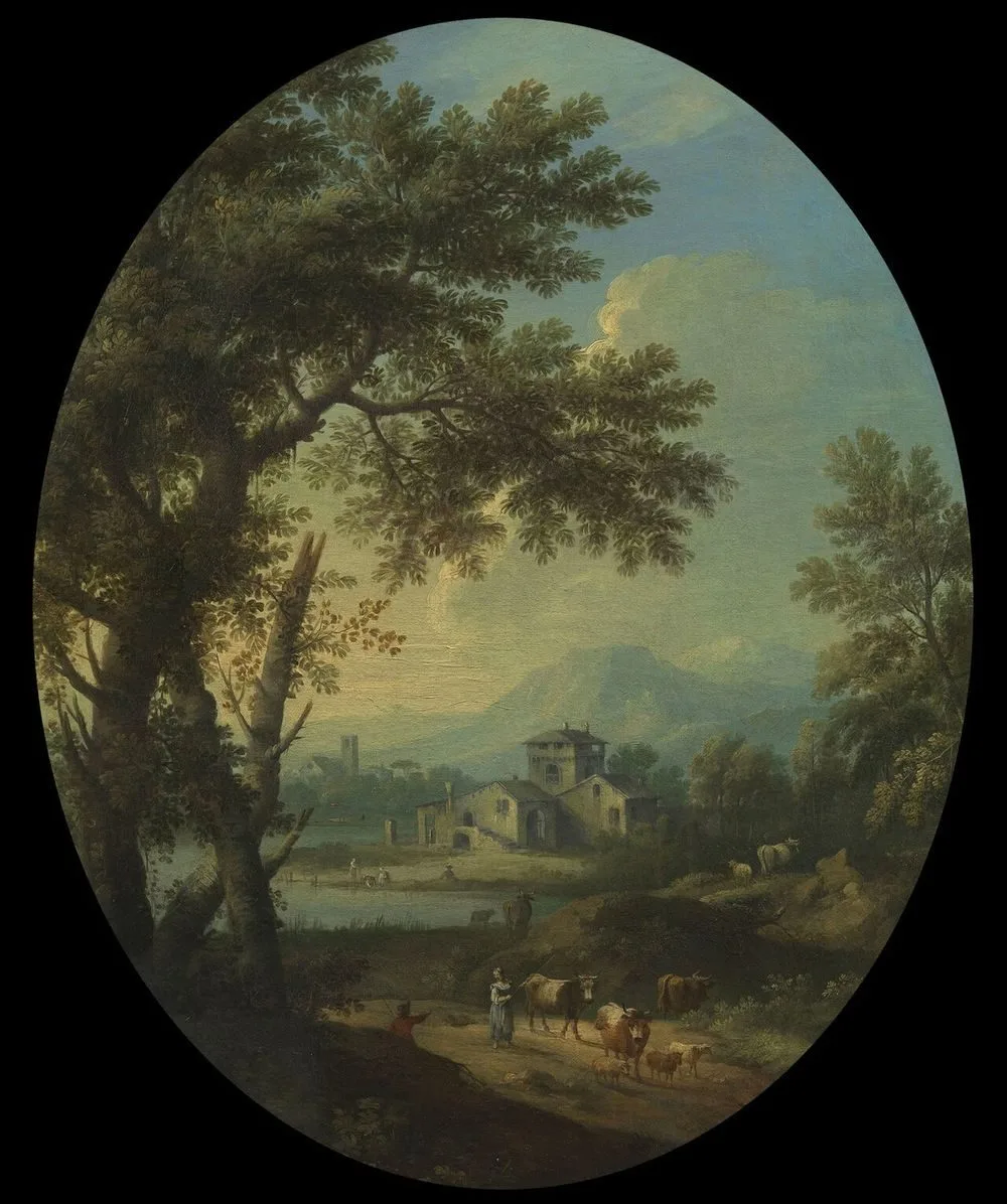 Landscape with Cattle near a River, Giovanni Battista Cimaroli