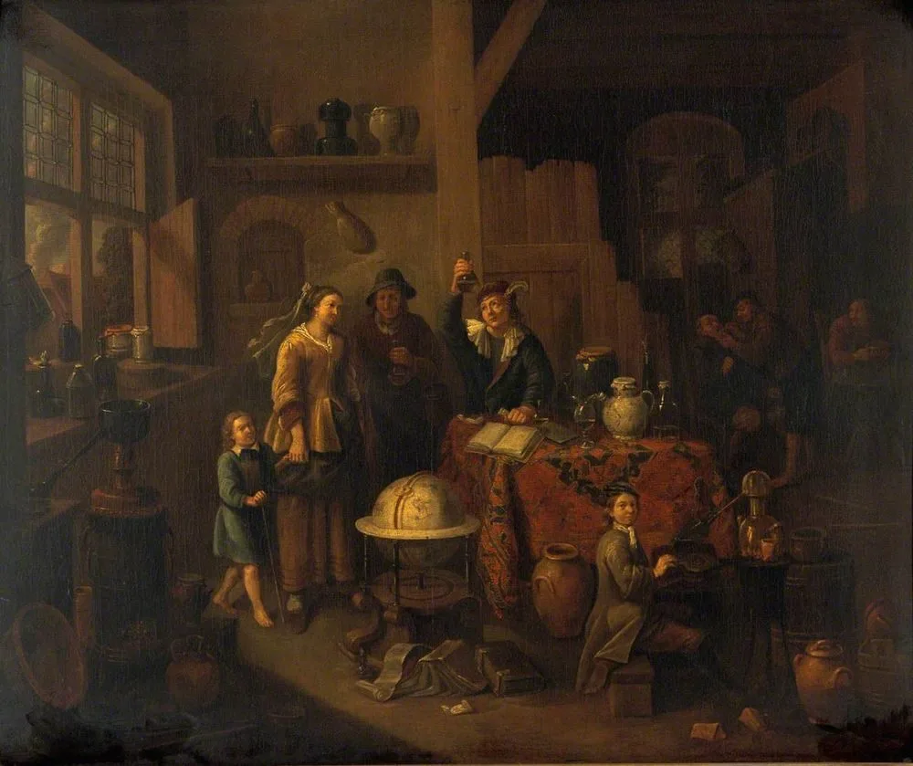 A Man Examining a Urine Flask, Balthasar van den Bossche