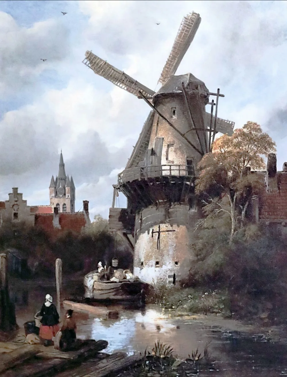 Mill with sight of Delft, Anthonie Waldorp