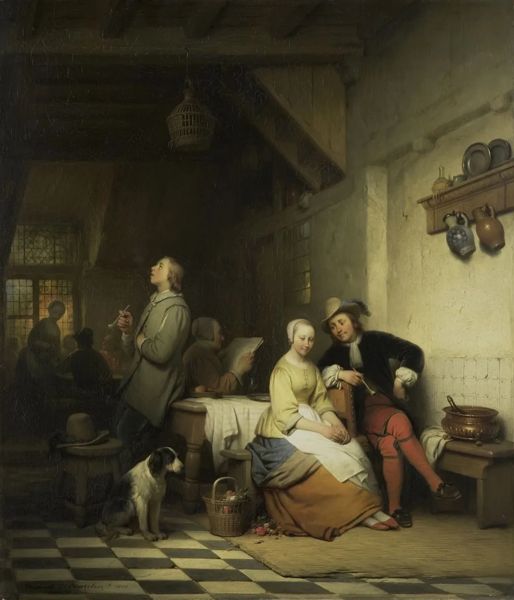 Interior of an Inn, with Figures in Seventeenth-Century Costume, Ferdinand de Braekeleer the Elder