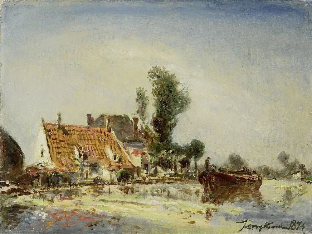 Houses on a Waterway near Crooswijk, Johan Jongkind