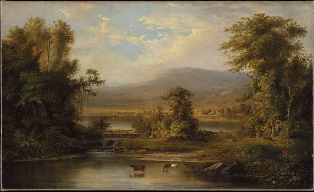 Landscape with Cows Watering in a Stream, Robert Seldon Duncanson