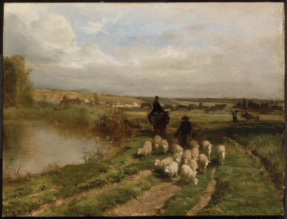 Sheep and Shepherd in a Landscape, Constant Troyon