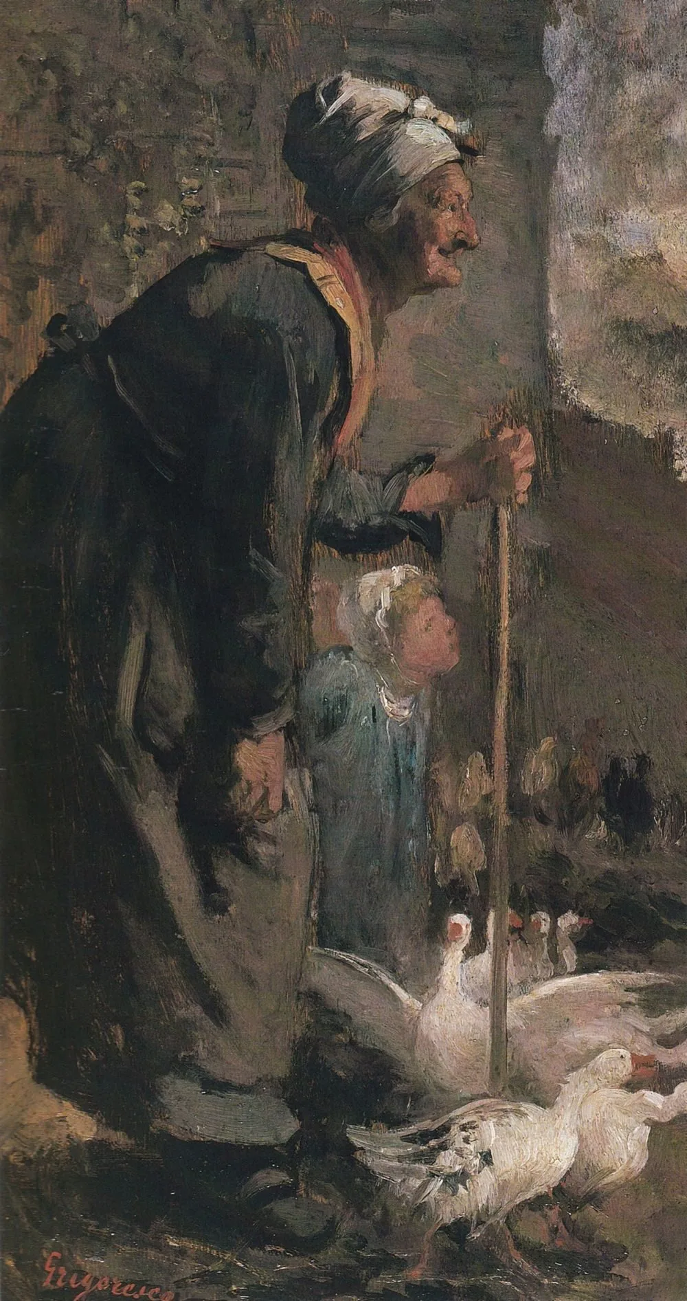 The old lady with geese, Nicolae Grigorescu