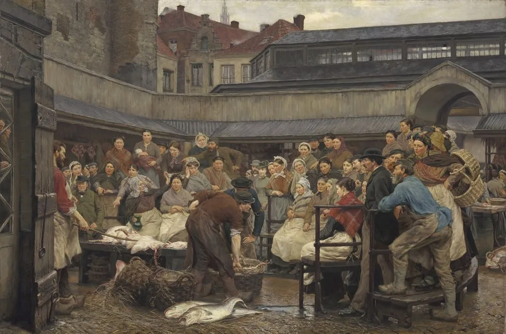 The Old Fish Market in Antwerp in 1882, Edgard Farasyn