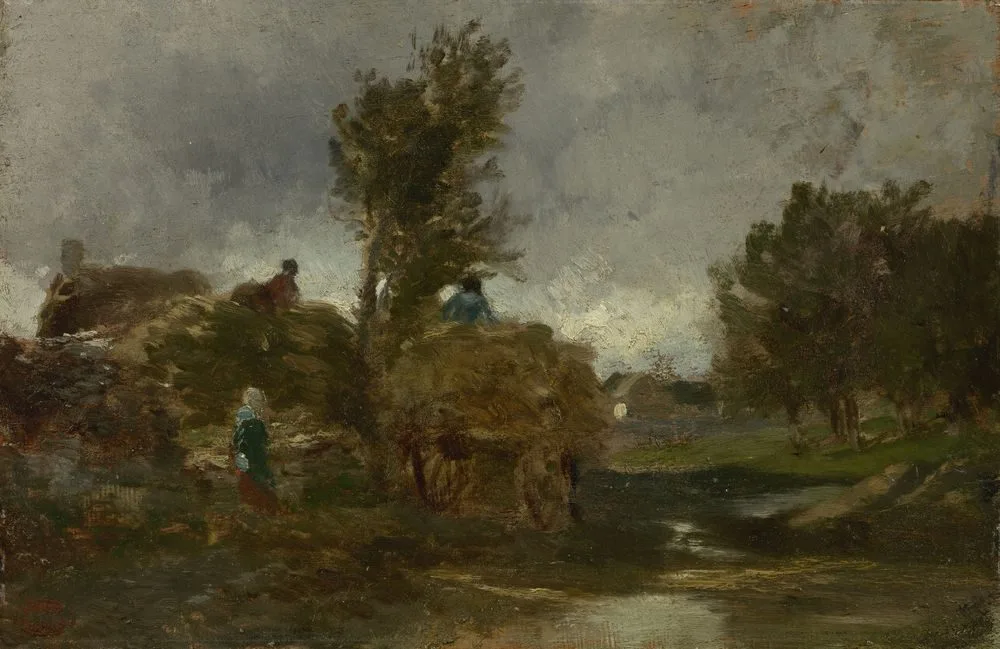 Landscape with haycart, Constant Troyon