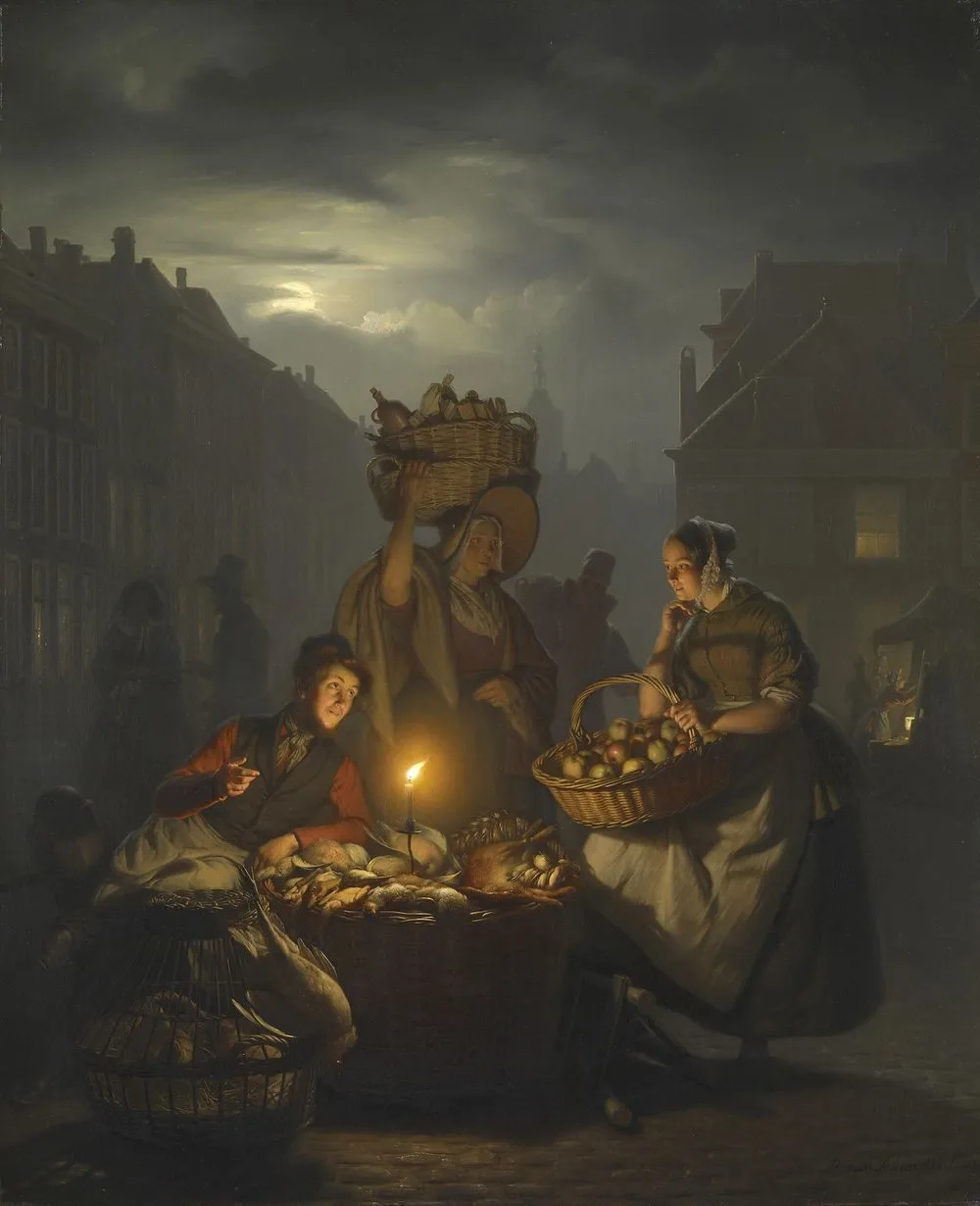 Market Scene by Night
