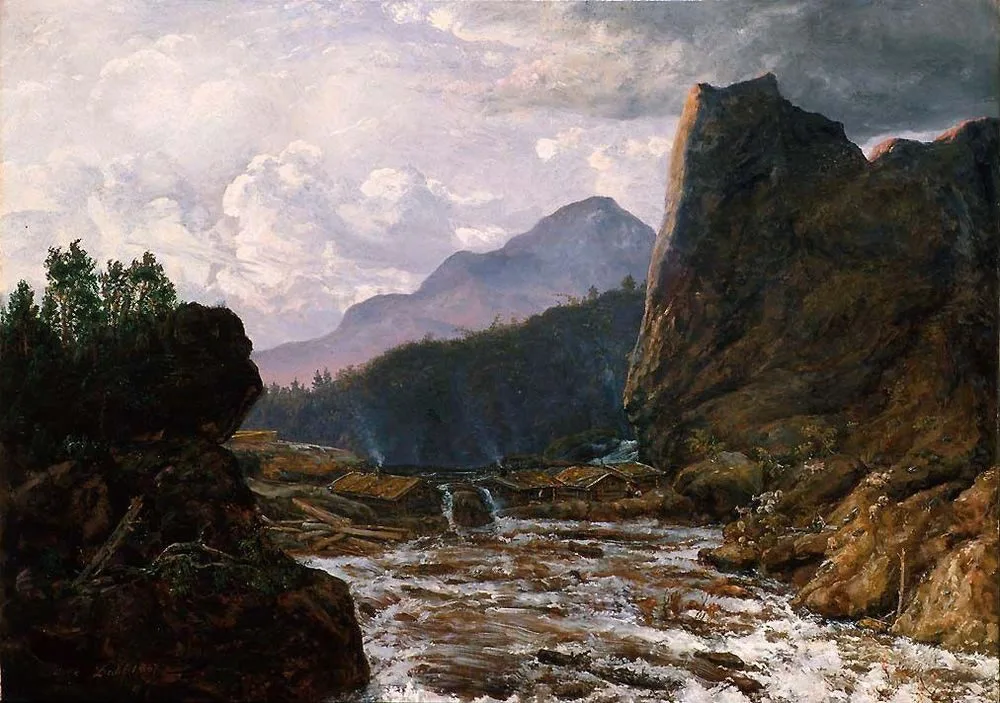 River between steep Rocks, Johan Christian Dahl