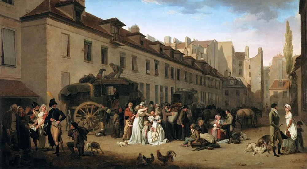 The Arrival of the Stagecoach, Louis-Léopold Boilly