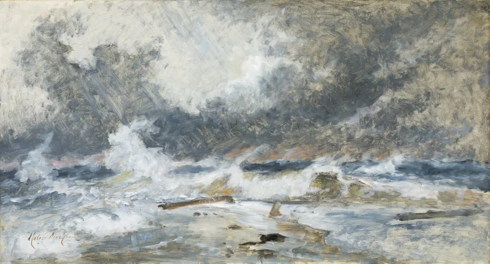 Waves breaking at Skagens Gren, Holger Drachmann