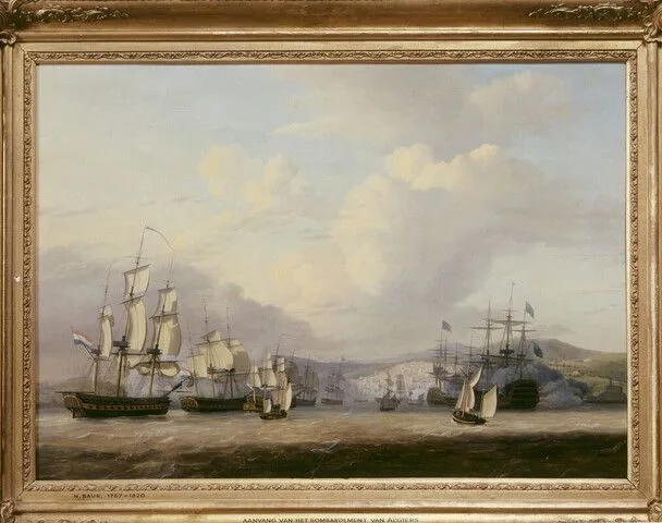 Aankomst van het Nederlands eskader ter rede van Algiers, 27 augustus 1816, Nicolaas Baur
