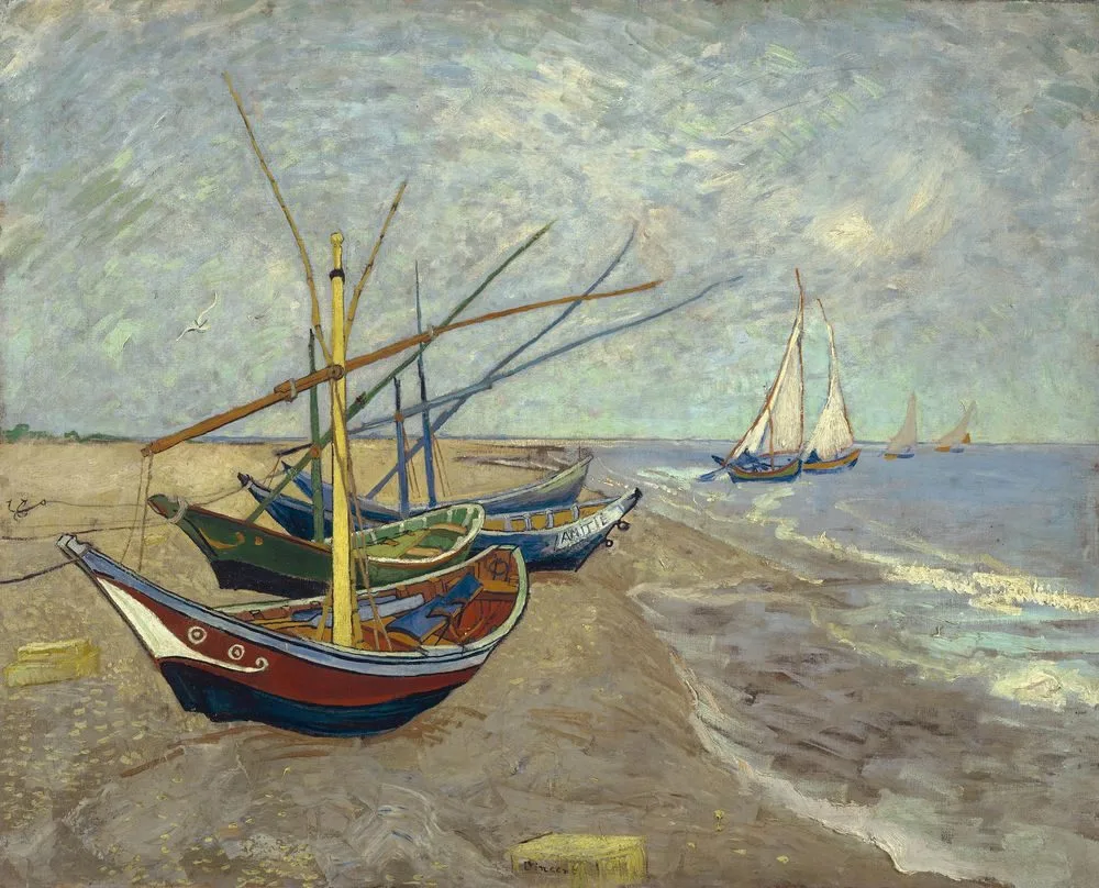 Fishing Boats on the Beach at Les Saintes-Maries-de-la-Mer, Vincent van Gogh