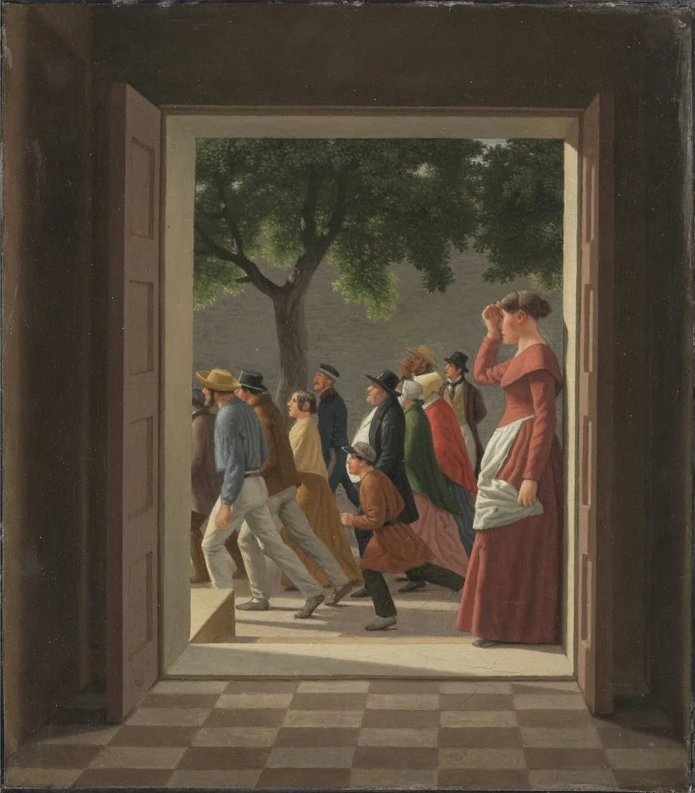 View through a Door to Running Figures