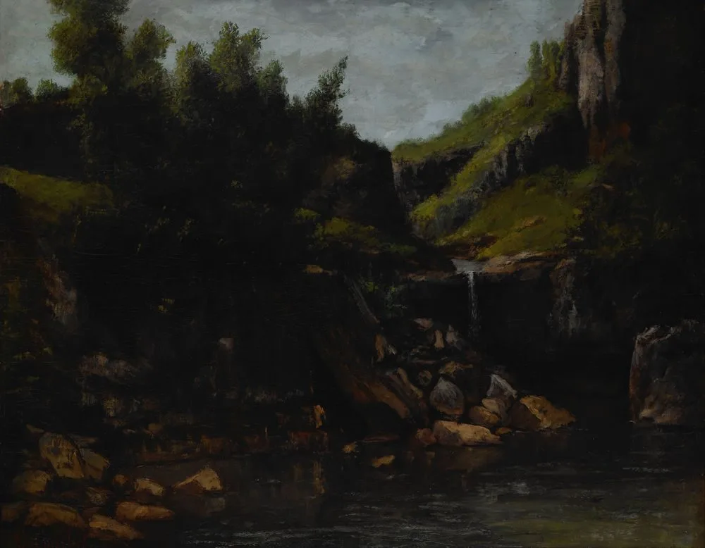 Cascade in a Rocky Landscape, Gustave Courbet
