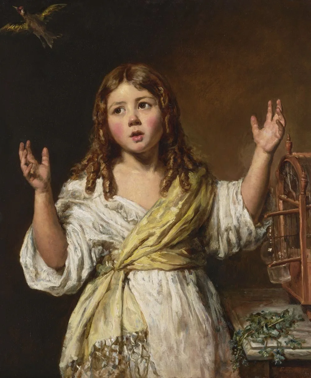 The Escape : A Young Girl with a Bird Cage, Emma Soyer