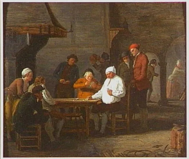 Card players in an interior, Léonard Defrance