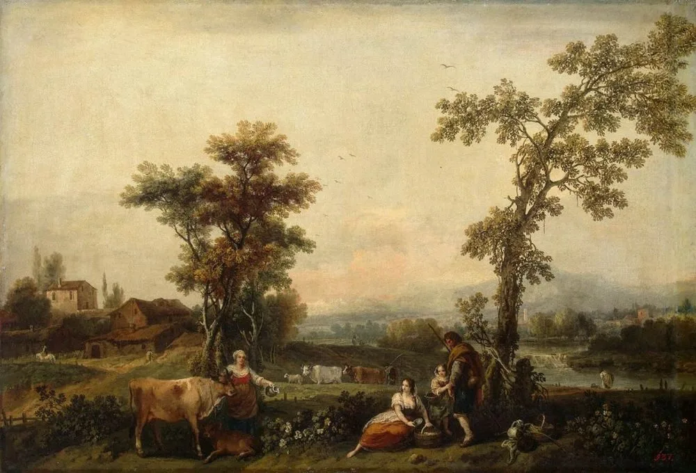 Landscape with a Woman Leading a Cow, Francesco Zuccarelli