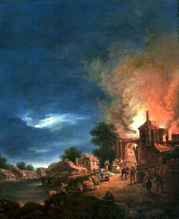 Fire of the town during the summer., Kazimierz Żwan