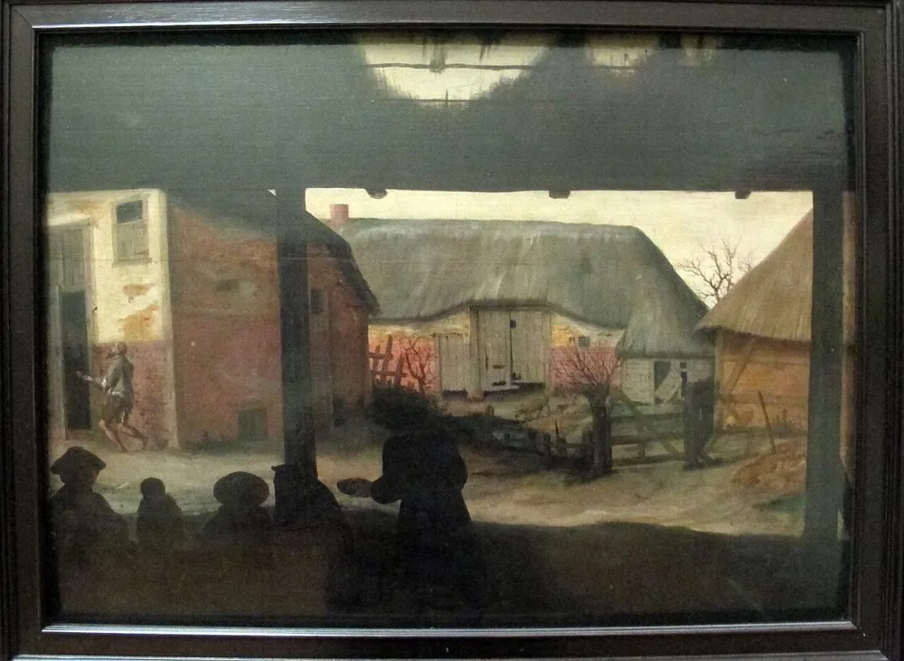 Farmyard with a Beggar, Cornelis van Dalem