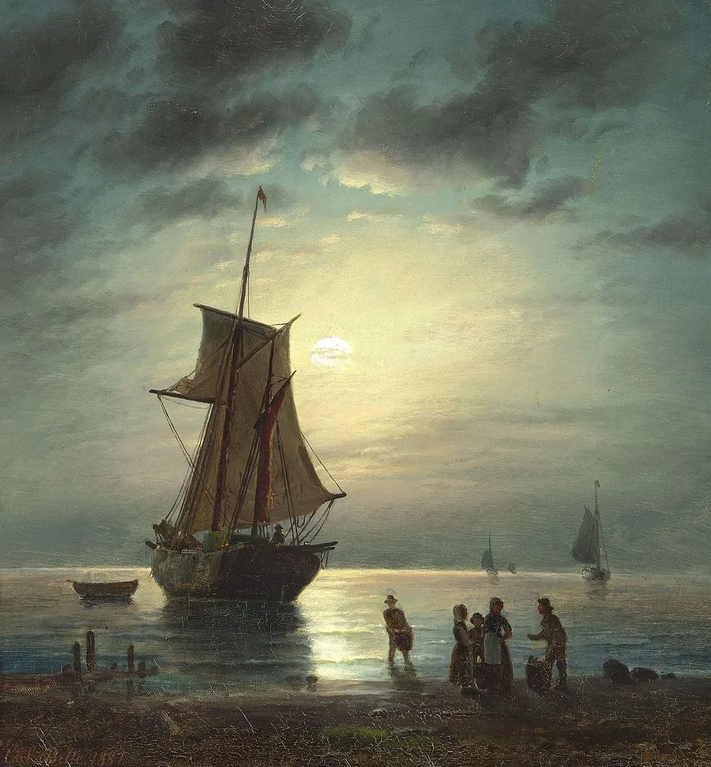 A moonlit night by the North Sea.