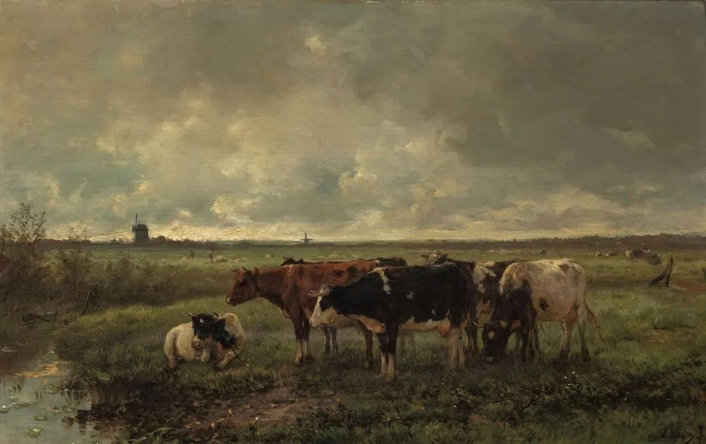 Landscape with Cows and Mill on the Horizon, Anton Mauve