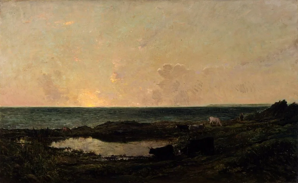 Sunset on the Coast at Villerville, Charles-François Daubigny