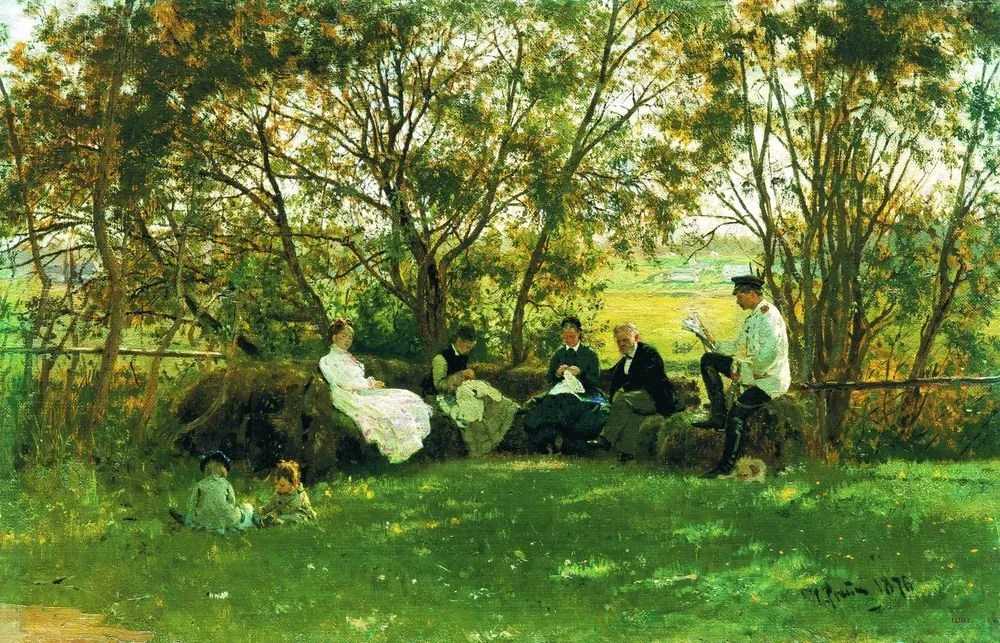 On a Turf Bench, Ilya Repin