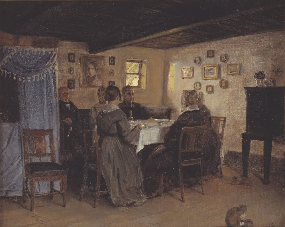 The Artist’s Friends and Family Seated Round a Table. Vejby, North Zealand, P. C. Skovgaard