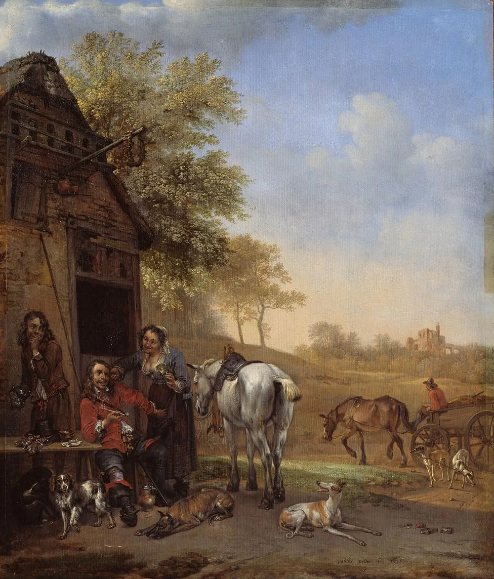 Resting rider before an inn, Paulus Potter