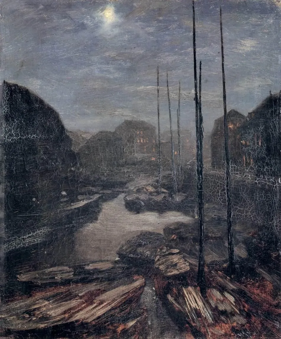Moonlight on the Friedrichskanal in Old Berlin, Adolph von Menzel